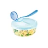 TRAVEL DISH WITH SPOON, BLUE