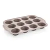 TEGLIA IN SILICONE CON BORDO IN METALLO, 12 MUFFIN