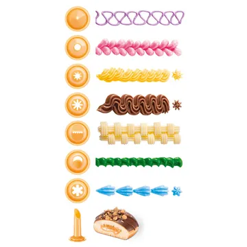 PISTON CAKE DECORATOR, 8 NOZZLES IN CONTAINER