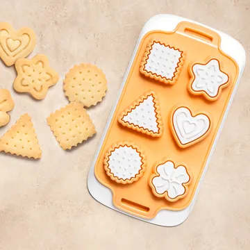 COOKIE CUTTER TRAY WITH STAMPS, ASSORTED SHAPES
