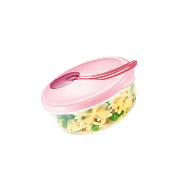 TRAVEL DISH WITH SPOON, PINK