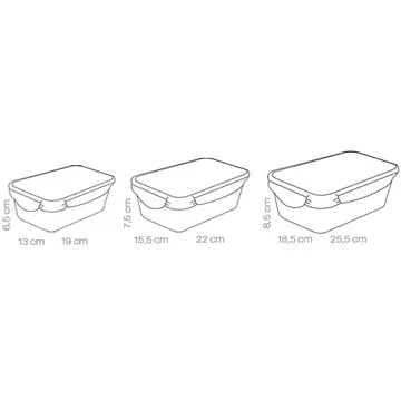 SET 3 CONTAINERS, RECTANGULAR