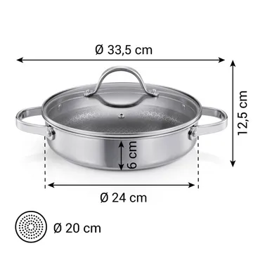 DEEP FRYING PAN WITH COVER, 2 GRIPS