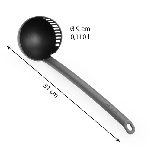 LADLE WITH STRAINING RIM