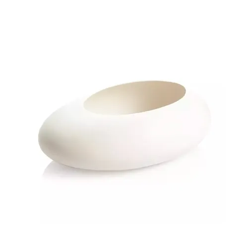 VASO OVALE BASSO STONES, BIANCO