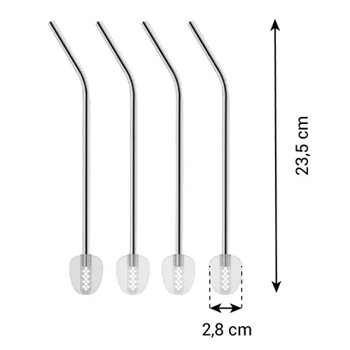 STAINLESS STEEL STRAWS WITH FILTER, WITH CLEANING BRUSH