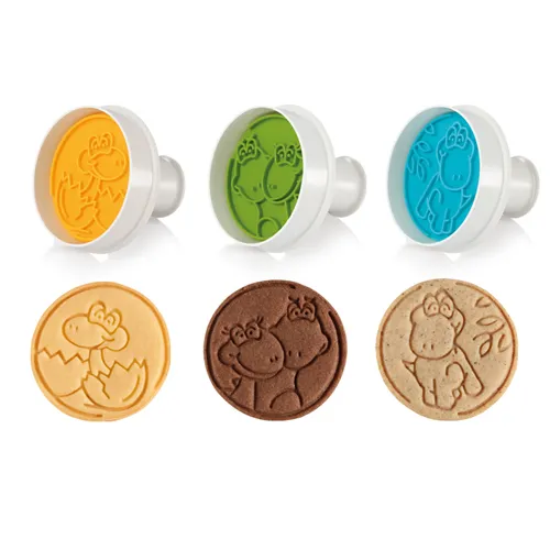 COOKIE CUTTERS WITH STAMP, DINOSAURS