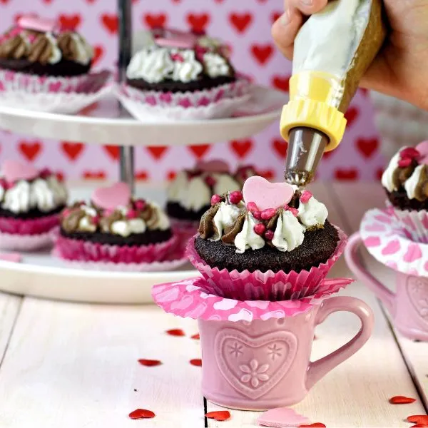 Cupcakes di San Valentino al cioccolato