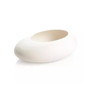 LOW OVAL PLANTER STONES, WHITE